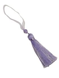 Lilac Ribbon Key Tassel Pretty Lace Bead Fabric Trim 10cm + Loop Trimming