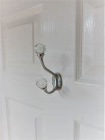 Melon Glass Brushed Nickel Hat & Coat Hook Large 12.5cm Silver Rack Hanger