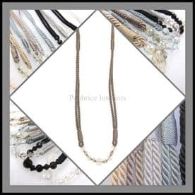 One Tiara Curtain Rope Tieback - 78cm - Clear bead Style Tie Back 6 Colours