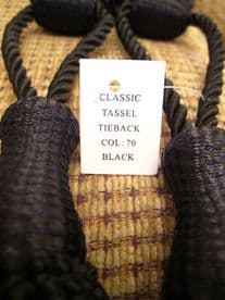 Pair of black curtain tassel tie backs tiebacsk rope
