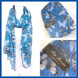 Pia Rossini Blue Evelina Summer Scarf Ladies Gift Womens Xmas Christmas birthday