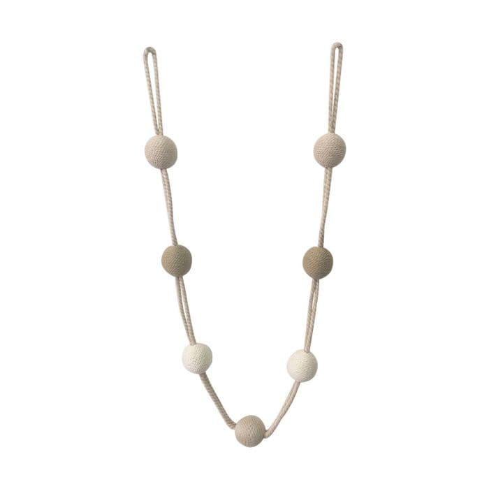 Pom Pom Rope Tieback - Single - Natural Curtain Rope Cord Tie Back 90cm