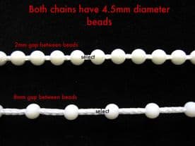 Roller blind beaded chain cord white plastic bead part PER 2mt