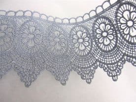 Silver Blue Steel Guipure Lace PER MT - 8cm Wide Decoration