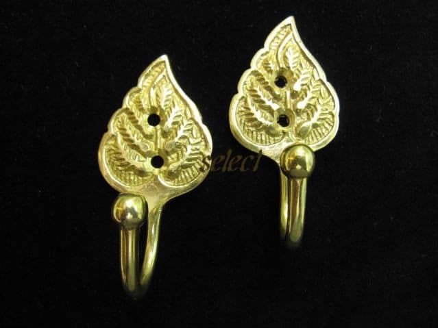 SOLID BRASS LEAF TASSEL HOOKS Curtain tieback hook