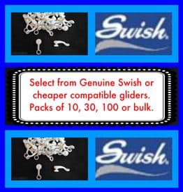 Swish Deluxe Curtain Track Gliders - De luxe rail hooks