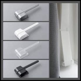 Vertical Blind Slat Holdback White Grey Clear or Black Tieback Arm Louvretie Tie