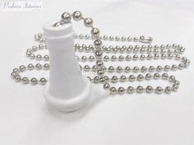 White traditional cord pull with silver metal non rust chain Light & fan bathroom weight