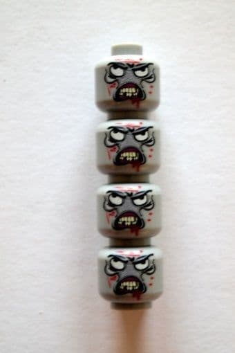 4 Custom Zombie Monster Heads for The Walking Dead Minifigures