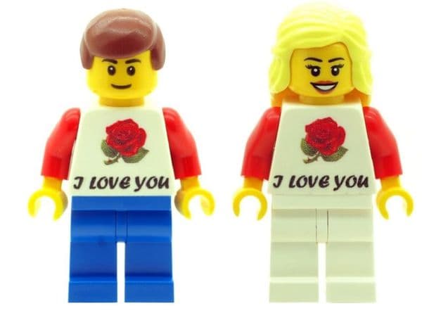 Boy And Girl with I Love You T-Shirt, Perfect for Valentines, Birthday or any other Special Occasions - Custom Designed Minifigures