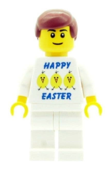 Boy with Happy Easter (Eggs & Chicks) T-shirt - Custom Designed Minifigure