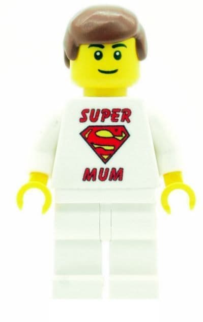 Boy with Super Mum T-Shirt for Mothers Day, Birthday or any other Special Occasions - Custom Designed Minifigure
