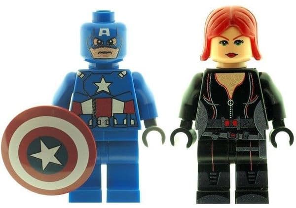Captain America with Shield & Black Widow - Custom Designed Minifigure