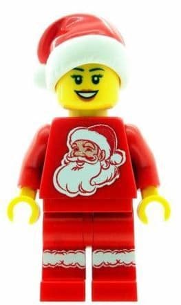 Christmas Girl with Santa Torso & Hat - Custom Designed Minifigure