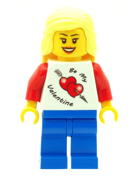 Girl with Valentine T-Shirt - Custom Designed Minifigure
