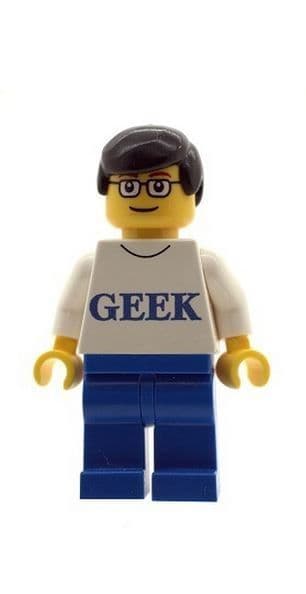 Male/ Boy Figure with Geek T Shirt - Custom Designed Minifigure
