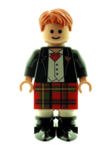 Scottish Wedding Groom Best Man Figure in Red Kilt - Custom Designed Minifigure