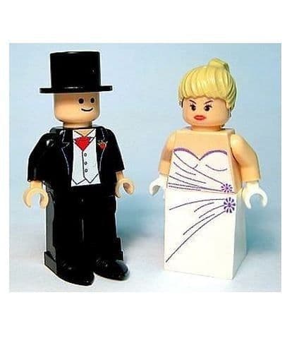 Wedding Bride & Groom Version A - Custom Designed Minifigures