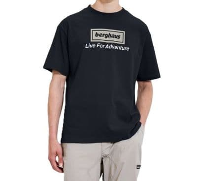 BERGHAUS MENS T SHIRT.NEW ADVENTURE TOUR BLACK COTTON SHORT SLEEVED TEE TOP S26