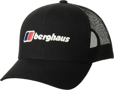 BERGHAUS TRUCKER CAP.NEW LOGO RECOGNITION BLACK MESH SNAPBACK BASEBALL HAT W25