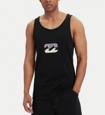 BILLABONG MENS ICON WAVE VEST.BLACK SLEEVELESS COTTON TANK TEE T SHIRT TOP S26