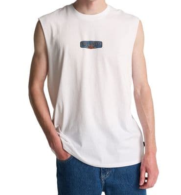 BILLABONG MENS MUSCLE T SHIRT. BURLEIGH WHITE BACKPRINT COTTON VEST TEE TOP S26