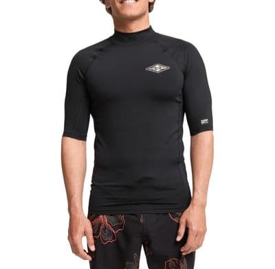BILLABONG MENS RASH GUARD VEST.BLACK RE ISSUE BACKPRINT UPF50+ SURFER TOP S26