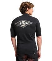 BILLABONG MENS RASH GUARD VEST.BLACK RE ISSUE BACKPRINT UPF50+ SURFER TOP S26