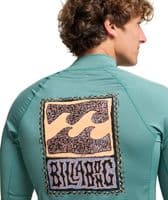 BILLABONG MENS RASH GUARD VEST.GREEN RE ISSUE BACKPRINT UPF50+ SURFER TOP S26