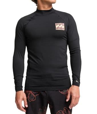 BILLABONG MENS RASH GUARD VEST.RE ISSUE BLACK LONG SLEEVED UPF50+ SURFER TOP S26