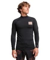BILLABONG MENS RASH GUARD VEST.RE ISSUE BLACK LONG SLEEVED UPF50+ SURFER TOP S26