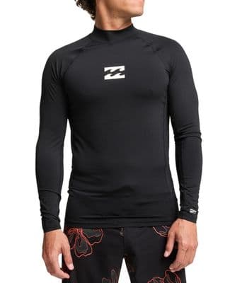 BILLABONG MENS RASH GUARD VEST.WAVES BLACK ALL DAY LONG SLEEVED UPF50+ TOP S26