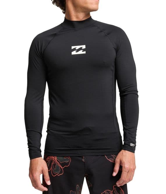 BILLABONG MENS RASH GUARD VEST.WAVES BLACK ALL DAY LONG SLEEVED UPF50+ TOP S26