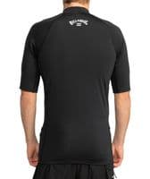BILLABONG MENS RASH GUARD VEST.WAVES BLACK ALL DAY SHORT SLEEVED UPF50+ TOP S26