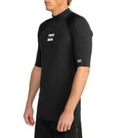 BILLABONG MENS RASH GUARD VEST.WAVES BLACK ALL DAY SHORT SLEEVED UPF50+ TOP S26