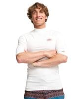 BILLABONG MENS RASH GUARD VEST.WHITE RE ISSUE BACKPRINT UPF50+ SURFER TOP S26
