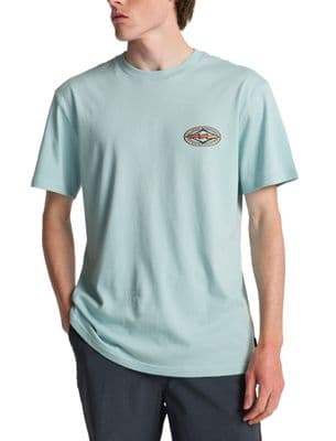 BILLABONG MENS T SHIRT.DIAMOND VISION BACKPRINT BLUE SHORT SLEEVE TEE TOP S26
