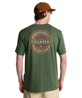 BILLABONG MENS T SHIRT.NEW ROTOR BACKPRINT GREEN SHORT SLEEVED SURF TEE TOP S26