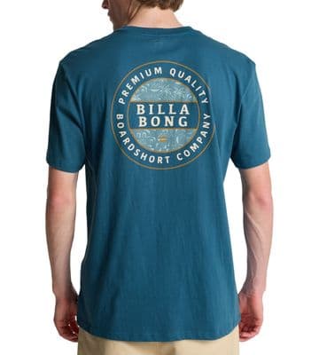 BILLABONG MENS T SHIRT.NEW ROTOR BACKPRINT REAL TEAL SHORT SLEEVED TEE TOP S26