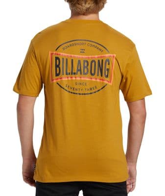 BILLABONG MENS T SHIRT.NEW WALLED YELLOW BACKPRINT SHORT SLEEVED TEE TOP W24.