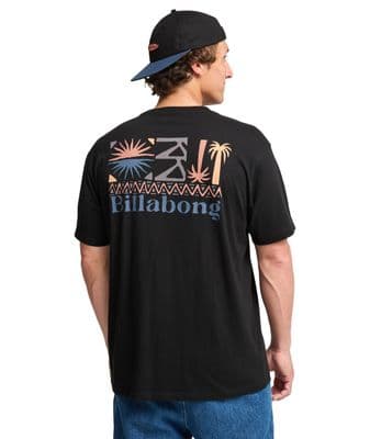 BILLABONG MENS T SHIRT.SEGMENT BACKPRINT BLACK COTTON SHORT SLEEVED TEE TOP W25