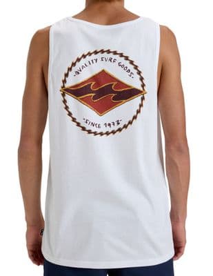 BILLABONG MENS VEST.ROTOR DIAMOND WHITE TANK TOP SLEEVELESS BACKPRINT TSHIRT S25