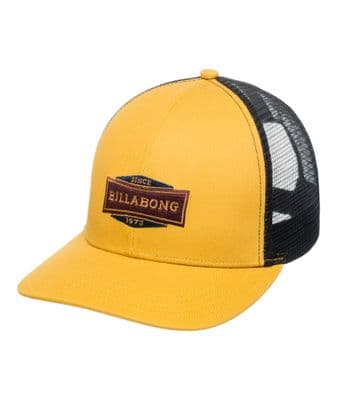 BILLABONG WALLED TRUCKER CAP.NEW MUSTARD COTTON ADJUSTABLE MESH SNAP HAT S25