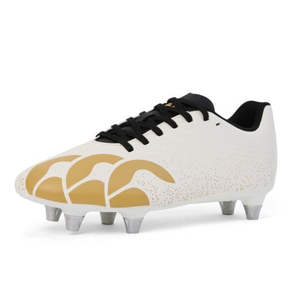 CANTERBURY JUNIOR BOYS GIRLS WHITE RUGBY BOOTS.NEW STAMPEDE GROUNDBREAK KIDS W25