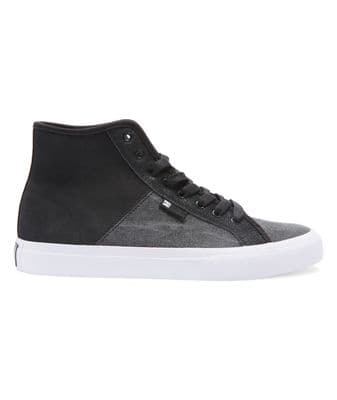 DC SHOES MENS HIGH TOPS.NEW BOX MANUAL BLACK WASH SKATE LACE UPS TRAINERS S23