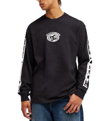 DC SHOES MENS  LONG SLEEVED T SHIRT.NEW ECHO BLACK SLEEVE PRINT COTTON TOP  W26