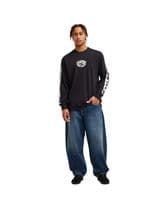 DC SHOES MENS  LONG SLEEVED T SHIRT.NEW ECHO BLACK SLEEVE PRINT COTTON TOP  W26