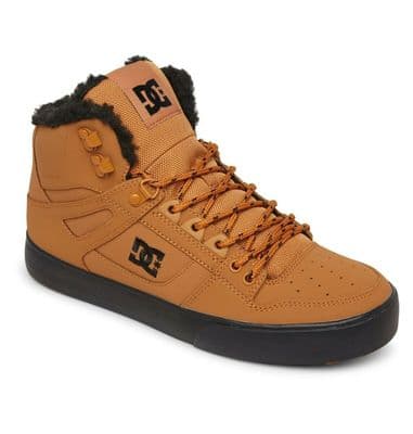 DC SHOES MENS PURE HI TOPS BOOTS.FAUX FUR LINED HIGH REAL LEATHER TRAINERS W24