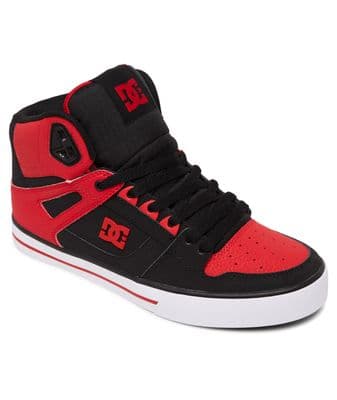 DC SHOES MENS PURE HI TOPS BOOTS.NEW BOXED BLACK HIGH LEATHER RED TRAINERS S26