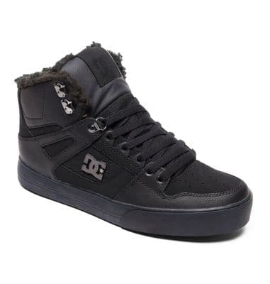 DC SHOES MENS PURE HI TOPS BOOTS.NEW FAUX FUR LINED BLACK HIGH REAL LEATHER W24